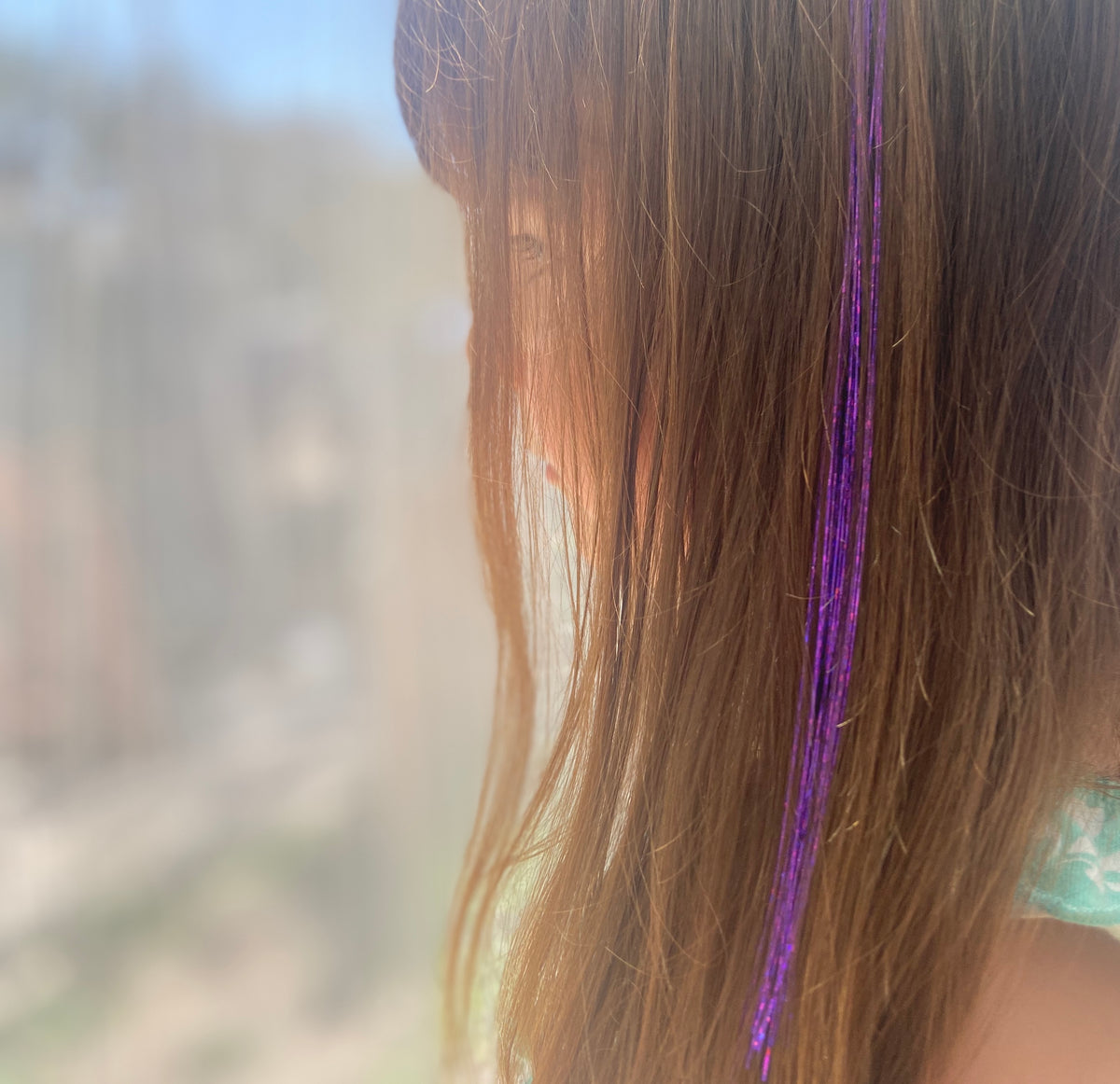 purple sparkle hair extension