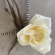 Load image into Gallery viewer, White Feathered Rose Hair Clip
