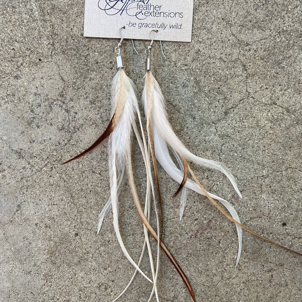 White and Cream Feather Earings