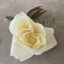 Load image into Gallery viewer, White Feathered Rose Hair Clip
